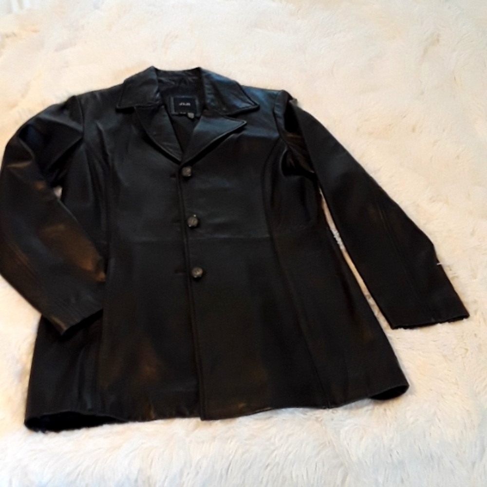 Black Leather Womens Blazer Size M